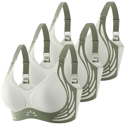 CSYX Klassische BHS Damen Ohne Bügel Sport BH Push Up mit Verstellbarem Bustier 3er Pack Komfort Nahtlos BH Set Große Brüste Unterwäsche Starker Halt Trainings Schlaf BHS Gepolstert für Alltag Yoga von CSYX