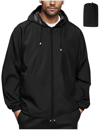 CSYX Regenjacke Herren Wasserdicht Jacke Regenmantel Leichte Windjacke Regenjacken Faltbar Dünne Wanderjacke Blouson Jacken Outdoorjacke Packbar Übergangsjacke mit Kapuze Softshelljacke Bomberjacke von CSYX