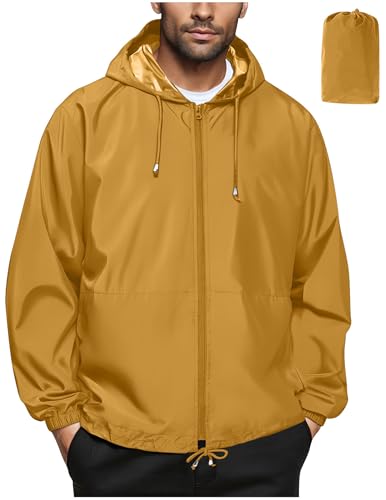 CSYX Regenjacke Herren Wasserdicht Jacke Regenmantel Leichte Windjacke Regenjacken Faltbar Dünne Wanderjacke Blouson Jacken Outdoorjacke Packbar Übergangsjacke mit Kapuze Softshelljacke Bomberjacke von CSYX