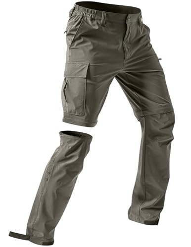 CSYX Wanderhose Herren Zip Off Hose Abnehmbar Trekkinghose Atmungsaktiv Outdoorhose wasserdichte Cargohose Stretch Kurz Arbeit Hosen Schnell Trockend Funktionshose Leicht Softshellhose mit 5 Taschen von CSYX