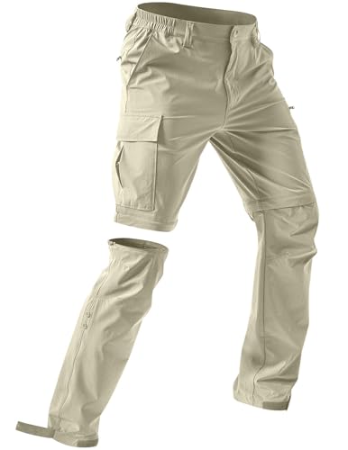 CSYX Wanderhose Herren Zip Off Hose Abnehmbar Trekkinghose Atmungsaktiv Outdoorhose wasserdichte Cargohose Stretch Kurz Arbeit Hosen Schnell Trockend Funktionshose Leicht Softshellhose mit 5 Taschen von CSYX