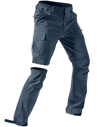 CSYX Wanderhose Herren Zip Off Hose Abnehmbar Trekkinghose Atmungsaktiv Outdoorhose wasserdichte Cargohose Stretch Kurz Arbeit Hosen Schnell Trockend Funktionshose Leicht Softshellhose mit 5 Taschen von CSYX