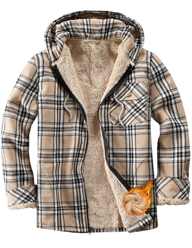 Damen Sweatjacke Karierte Fleecejacke Gefüttert Winterjacke Warme Zipper Hoodie Plüschjacke mit Kapuze Sherpa Teddy Jacke Kapuzenjacke Übergangsjacke Große Größen mit Taschen Flauschig Sweatshirt von CSYX