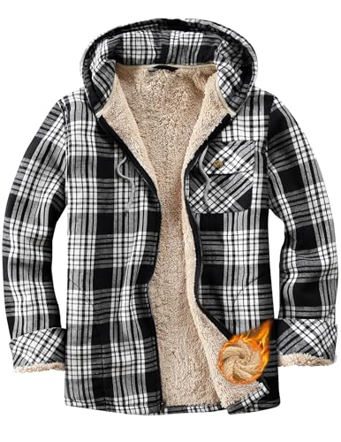 Damen Sweatjacke Karierte Fleecejacke Gefüttert Winterjacke Warme Zipper Hoodie Plüschjacke mit Kapuze Sherpa Teddy Jacke Kapuzenjacke Übergangsjacke Große Größen mit Taschen Flauschig Sweatshirt von CSYX