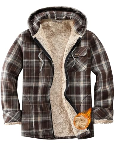 Damen Sweatjacke Karierte Fleecejacke Gefüttert Winterjacke Warme Zipper Hoodie Plüschjacke mit Kapuze Sherpa Teddy Jacke Kapuzenjacke Übergangsjacke Große Größen mit Taschen Flauschig Sweatshirt von CSYX