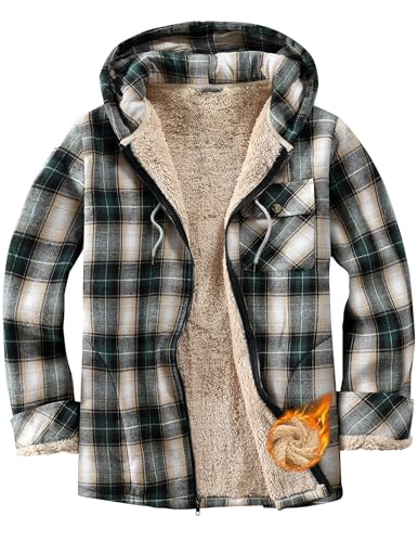 Damen Sweatjacke Karierte Fleecejacke Gefüttert Winterjacke Warme Zipper Hoodie Plüschjacke mit Kapuze Sherpa Teddy Jacke Kapuzenjacke Übergangsjacke Große Größen mit Taschen Flauschig Sweatshirt von CSYX