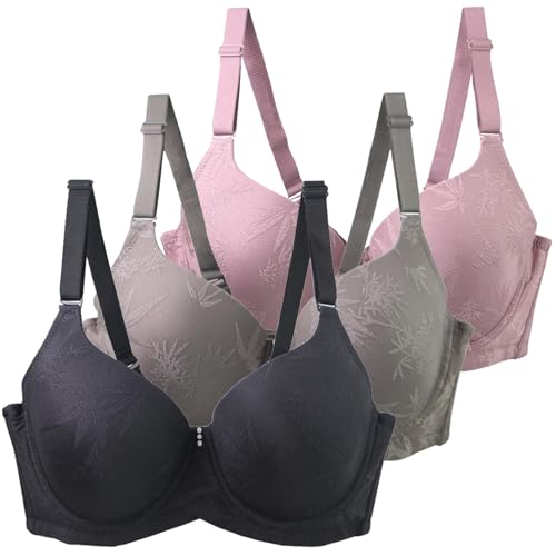 Klassische BHS Damen mit Bügel 3er Pack Komfort Nahtlos BH Set Push Up Sport BH Trainings Schlaf BHS mit Verstellbarem Bustier Starker Halt Große Brüste Unterwäsche Gepolstert für Alltag Yoga Joggen von CSYX