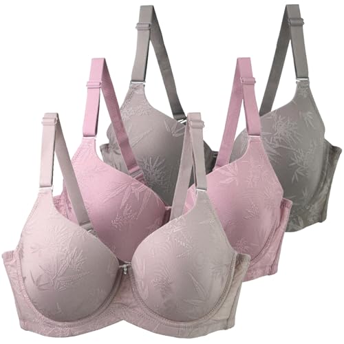 Klassische BHS Damen mit Bügel 3er Pack Komfort Nahtlos BH Set Push Up Sport BH Trainings Schlaf BHS mit Verstellbarem Bustier Starker Halt Große Brüste Unterwäsche Gepolstert für Alltag Yoga Joggen von CSYX