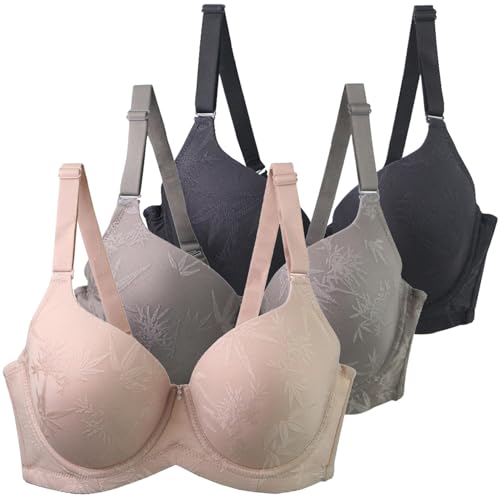 Klassische BHS Damen mit Bügel 3er Pack Komfort Nahtlos BH Set Push Up Sport BH Trainings Schlaf BHS mit Verstellbarem Bustier Starker Halt Große Brüste Unterwäsche Gepolstert für Alltag Yoga Joggen von CSYX