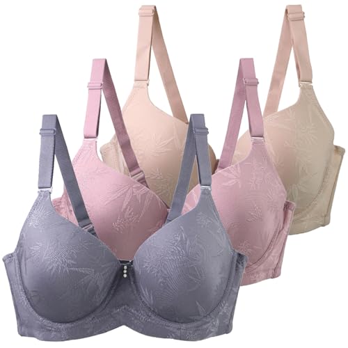 Klassische BHS Damen mit Bügel 3er Pack Komfort Nahtlos BH Set Push Up Sport BH Trainings Schlaf BHS mit Verstellbarem Bustier Starker Halt Große Brüste Unterwäsche Gepolstert für Alltag Yoga Joggen von CSYX