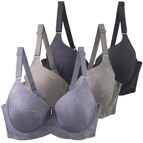 Klassische BHS Damen mit Bügel 3er Pack Komfort Nahtlos BH Set Push Up Sport BH Trainings Schlaf BHS mit Verstellbarem Bustier Starker Halt Große Brüste Unterwäsche Gepolstert für Alltag Yoga Joggen von CSYX