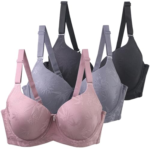 Klassische BHS Damen mit Bügel 3er Pack Komfort Nahtlos BH Set Push Up Sport BH Trainings Schlaf BHS mit Verstellbarem Bustier Starker Halt Große Brüste Unterwäsche Gepolstert für Alltag Yoga Joggen von CSYX
