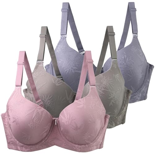 Klassische BHS Damen mit Bügel 3er Pack Komfort Nahtlos BH Set Push Up Sport BH Trainings Schlaf BHS mit Verstellbarem Bustier Starker Halt Große Brüste Unterwäsche Gepolstert für Alltag Yoga Joggen von CSYX