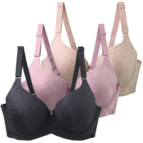 Klassische BHS Damen mit Bügel 3er Pack Komfort Nahtlos BH Set Push Up Sport BH Trainings Schlaf BHS mit Verstellbarem Bustier Starker Halt Große Brüste Unterwäsche Gepolstert für Alltag Yoga Joggen von CSYX