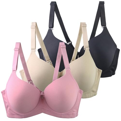 Klassische BHS Damen mit Bügel Komfort Nahtlos BH Set 3er Pack Push Up Sport BH Trainings Schlaf BHS mit Verstellbarem Bustier Starker Halt Große Brüste Unterwäsche Gepolstert für Alltag Yoga Joggen von CSYX