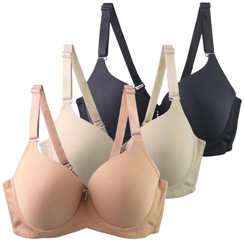 Klassische BHS Damen mit Bügel Komfort Nahtlos BH Set 3er Pack Push Up Sport BH Trainings Schlaf BHS mit Verstellbarem Bustier Starker Halt Große Brüste Unterwäsche Gepolstert für Alltag Yoga Joggen von CSYX