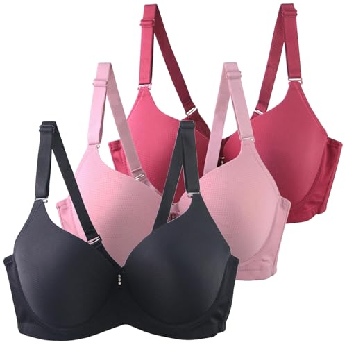 Klassische BHS Damen mit Bügel Komfort Nahtlos BH Set 3er Pack Push Up Sport BH Trainings Schlaf BHS mit Verstellbarem Bustier Starker Halt Große Brüste Unterwäsche Gepolstert für Alltag Yoga Joggen von CSYX