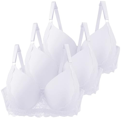Klassische BHS Damen mit Bügel Komfort Nahtlos Spitzen BH Set 3er Pack Push Up Sport BH mit Verstellbarem Bustier Große Brüste Unterwäsche Starker Halt Trainings Schlaf BHS Gepolstert für Alltag Yoga von CSYX