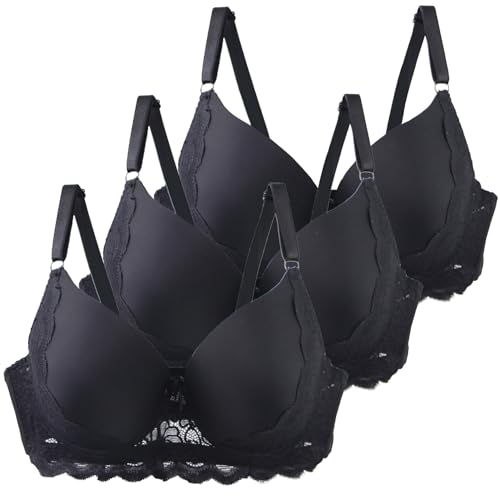 Klassische BHS Damen mit Bügel Komfort Nahtlos Spitzen BH Set 3er Pack Push Up Sport BH mit Verstellbarem Bustier Große Brüste Unterwäsche Starker Halt Trainings Schlaf BHS Gepolstert für Alltag Yoga von CSYX