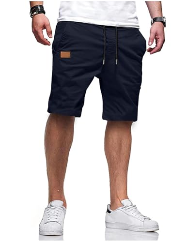 Kurze Hosen Herren Shorts Sommer Chino Arbeitshose Sporthose Baggy Cargo Shorts Casual Tunnelzug Freizeithose Elastische Taille mit Taschen Männer Short Hose Laufhose Wanderhose Stoffhose Jogginghose von CSYX