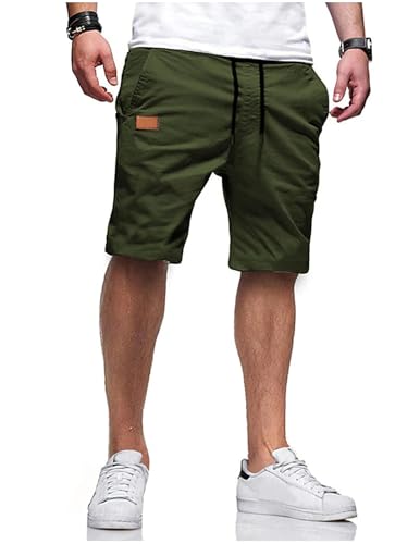 Kurze Hosen Herren Shorts Sommer Chino Arbeitshose Sporthose Baggy Cargo Shorts Casual Tunnelzug Freizeithose Elastische Taille mit Taschen Männer Short Hose Laufhose Wanderhose Stoffhose Jogginghose von CSYX