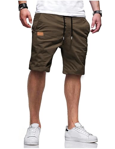 Kurze Hosen Herren Shorts Sommer Chino Arbeitshose Sporthose Baggy Cargo Shorts Casual Tunnelzug Freizeithose Elastische Taille mit Taschen Männer Short Hose Laufhose Wanderhose Stoffhose Jogginghose von CSYX