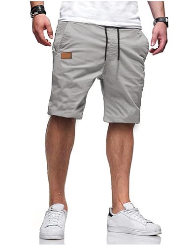Kurze Hosen Herren Shorts Sommer Chino Arbeitshose Sporthose Baggy Cargo Shorts Casual Tunnelzug Freizeithose Elastische Taille mit Taschen Männer Short Hose Laufhose Wanderhose Stoffhose Jogginghose von CSYX