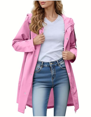 Regenjacke Damen Jacke Wasserdicht Windjacke Regenmantel Softshelljacke Regenjacken Dünne Windbreaker Wanderjacke Blouson Leichte Jacken Outdoorjacke Übergangsjacke mit Kapuze Regenponcho Trenchcoat von CSYX