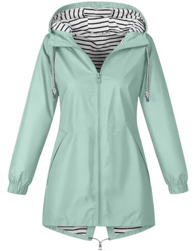 Regenjacke Damen Wasserdicht Jacke Regenmantel Leichte Regenjacken Faltbar Dünne Windbreaker Wanderjacke Blouson Jacken Outdoorjacke Übergangsjacke mit Kapuze Softshelljacke Regenponcho Regen Mäntel von CSYX