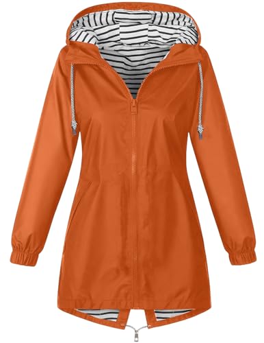 Regenjacke Damen Wasserdicht Jacke Regenmantel Leichte Regenjacken Faltbar Dünne Windbreaker Wanderjacke Blouson Jacken Outdoorjacke Übergangsjacke mit Kapuze Softshelljacke Regenponcho Regen Mäntel von CSYX