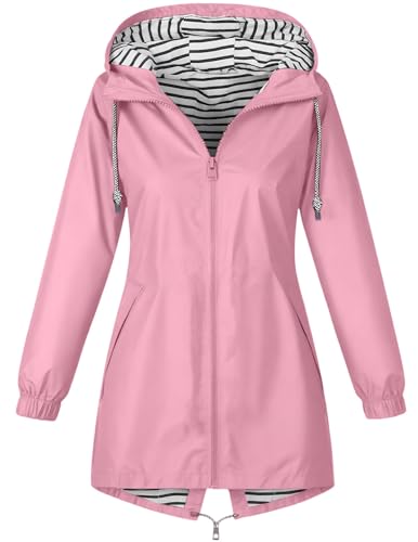 Regenjacke Damen Wasserdicht Jacke Regenmantel Leichte Regenjacken Faltbar Dünne Windbreaker Wanderjacke Blouson Jacken Outdoorjacke Übergangsjacke mit Kapuze Softshelljacke Regenponcho Regen Mäntel von CSYX