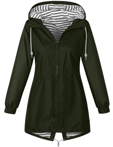 Regenjacke Damen Wasserdicht Jacke Regenmantel Leichte Regenjacken Faltbar Dünne Windbreaker Wanderjacke Blouson Jacken Outdoorjacke Übergangsjacke mit Kapuze Softshelljacke Regenponcho Regen Mäntel von CSYX