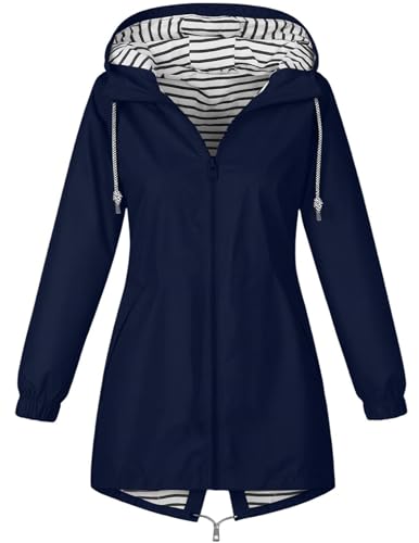 Regenjacke Damen Wasserdicht Jacke Regenmantel Leichte Regenjacken Faltbar Dünne Windbreaker Wanderjacke Blouson Jacken Outdoorjacke Übergangsjacke mit Kapuze Softshelljacke Regenponcho Regen Mäntel von CSYX