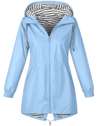 Regenjacke Damen Wasserdicht Jacke Regenmantel Leichte Regenjacken Faltbar Dünne Windbreaker Wanderjacke Blouson Jacken Outdoorjacke Übergangsjacke mit Kapuze Softshelljacke Regenponcho Regen Mäntel von CSYX