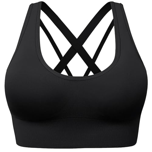 Sport BH Damen Ohne Bügel Bustier Klassische BHS Sportunterwäsche 1er 2er 3er Pack Push Up BH Set Große Brüste Starker Halt Schlaf BHS Gepolstert Bequemer Unterwäsche für Yoga Fitness Joggen Outdoor von CSYX