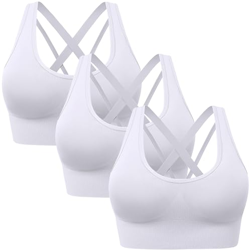 Sport BH Damen Ohne Bügel Bustier Klassische BHS Sportunterwäsche 1er 2er 3er Pack Push Up BH Set Große Brüste Starker Halt Schlaf BHS Gepolstert Bequemer Unterwäsche für Yoga Fitness Joggen Outdoor von CSYX