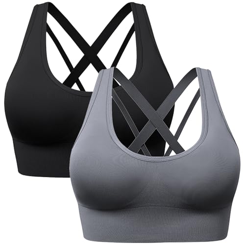 Sport BH Damen Ohne Bügel Bustier Klassische BHS Sportunterwäsche 1er 2er 3er Pack Push Up BH Set Große Brüste Starker Halt Schlaf BHS Gepolstert Bequemer Unterwäsche für Yoga Fitness Joggen Outdoor von CSYX