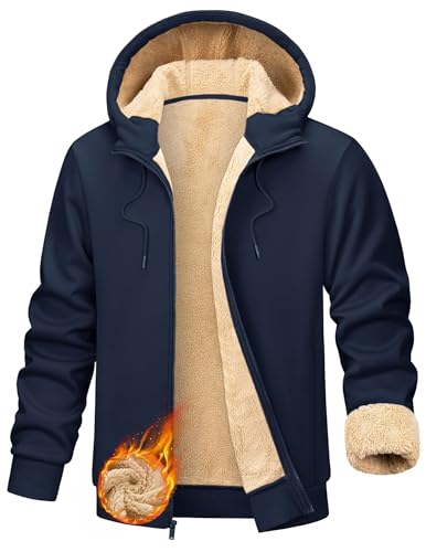 Sweatjacke Herren Outdoor Fleecejacke Warm Gefüttert Winter Kapuzenjacke Zipper Hoodie Kapuzenpullover Casual Sweatshirt mit Kapuze Winterjacke Jogging Teddyfleece Jacken Pullover mit Taschen von CSYX