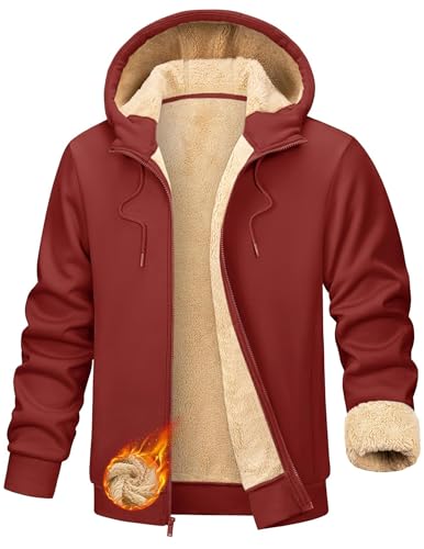Sweatjacke Herren Outdoor Fleecejacke Warm Gefüttert Winter Kapuzenjacke Zipper Hoodie Kapuzenpullover Casual Sweatshirt mit Kapuze Winterjacke Jogging Teddyfleece Jacken Pullover mit Taschen von CSYX