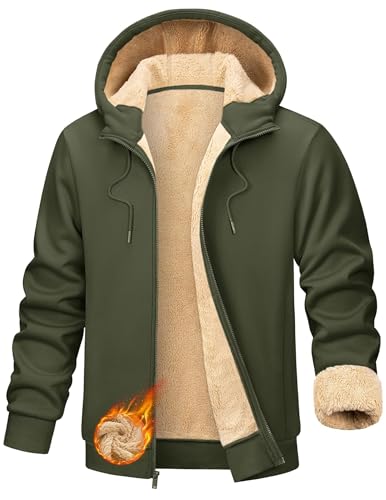 Sweatjacke Herren Outdoor Fleecejacke Warm Gefüttert Winter Kapuzenjacke Zipper Hoodie Kapuzenpullover Casual Sweatshirt mit Kapuze Winterjacke Jogging Teddyfleece Jacken Pullover mit Taschen von CSYX