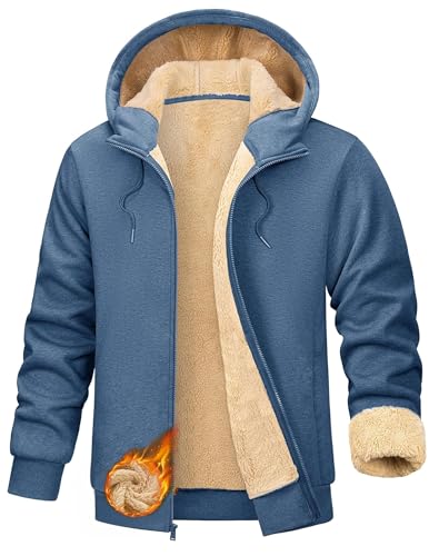 Sweatjacke Herren Outdoor Fleecejacke Warm Gefüttert Winter Kapuzenjacke Zipper Hoodie Kapuzenpullover Casual Sweatshirt mit Kapuze Winterjacke Jogging Teddyfleece Jacken Pullover mit Taschen von CSYX