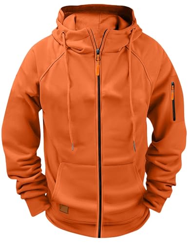 Sweatjacke Herren mit Kapuze Zip Hoodie Kapuzenjacke Oversized Sweatshirt Jacke mit Reißverschluss Outdoor Kapuzenpullover Softshelljacken Wärme Winterjacke Jogging Blouson Übergangsjacke Wanderjacke von CSYX