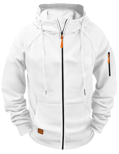 Sweatjacke Herren mit Kapuze Zip Hoodie Kapuzenjacke Oversized Sweatshirt Jacke mit Reißverschluss Outdoor Kapuzenpullover Softshelljacken Wärme Winterjacke Jogging Blouson Übergangsjacke Wanderjacke von CSYX