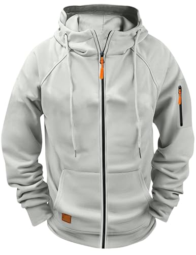 Sweatjacke Herren mit Kapuze Zip Hoodie Kapuzenjacke Oversized Sweatshirt Jacke mit Reißverschluss Outdoor Kapuzenpullover Softshelljacken Wärme Winterjacke Jogging Blouson Übergangsjacke Wanderjacke von CSYX