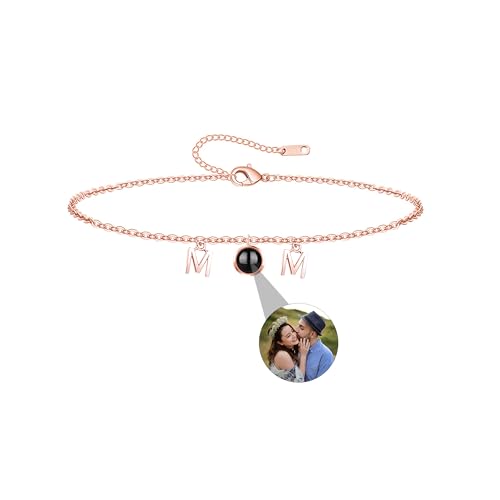 CSstone 925 Silber Foto Armband für Frauen Kreis Armband mit Bild Innen Foto Projektion Armband Personalisierte versteckte Foto Armband Memory Schmuck Charm Geschenk für Frauen/Freundin/Mama von CSstone