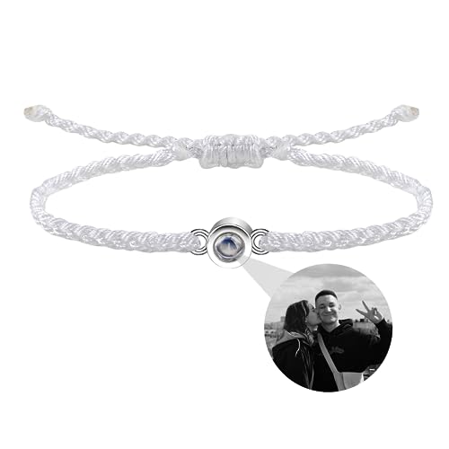CSstone Armband Mit Bild Personalisiert Armband Mit Foto Projektions Armband Ich Liebe Dich Speicher Armband Verstellbare Flechtseilkette Geschenk FüR Frauen,Mutter,Tochter,Freundin von CSstone