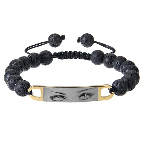 CSstone Personalisierte Augen Gravur Armband, Paar Armband mit Foto, Liebhaber Augen Foto Armbänder 18k Goldplatte Rechteck Bild Anhänger Schmuck Geschenke für Jubiläum Geburtstag Weihnachten von CSstone