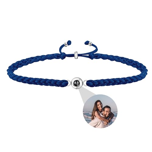 Foto Armband für Frauen/Männer,Personalisierte Armband mit Foto Projektion Ich liebe Sie Memorial Armband,Flechten Seil Custom Armband mit Bild Innen-Geburtstag/Muttertag/Weihnachtsarmband von CSstone