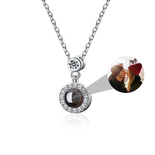 CSstone Kette Mit Bild Personalisierte Kette Mit Foto Projektion Ich Liebe Sie 100-Sprachen Halskette Gedenk Halskette Mit Bild Innen Schmuck Geschenk Für Männer,Frauen,Haustier von CSstone