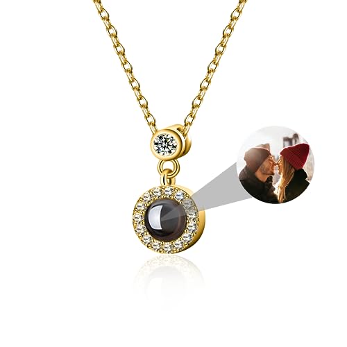 CSstone Kette Mit Bild Personalisierte Kette Mit Foto Projektion Ich Liebe Sie 100-Sprachen Halskette Gedenk Halskette Mit Bild Innen Schmuck Geschenk Für Männer,Frauen,Haustier von CSstone